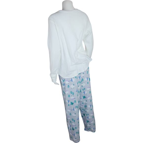 Cuddl Duds Regular Fleecewear with Stretch Pajama Set, Ivry/WollySheep Medium - Picture 6 of 16